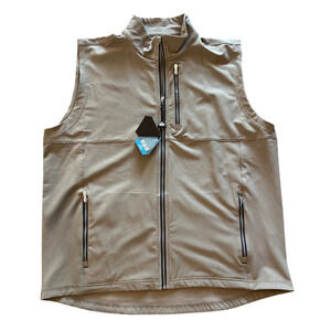 Bolle Mens Golf Storm Vest Jacket Large Beige Full Zip Waterproof Activewear NEW